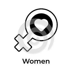 Women gender symbol with heart showing lovely women vector, mothers day icon