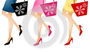 Women Going Shopping Long Legs
