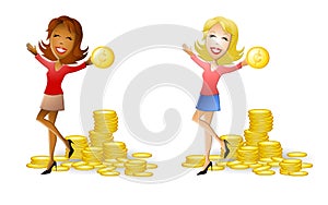 Women With Gold Coins Cash