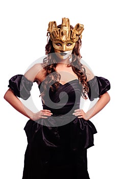 women in golden mask