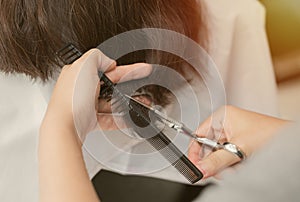 Women hair cutting