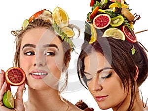 Women hair and facial mask and body care from fruits.