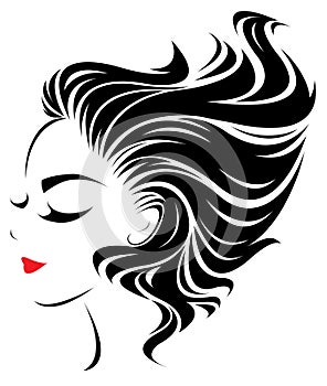 Women hair style icon, logo women face