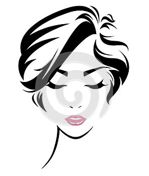 Women hair style icon, logo women face