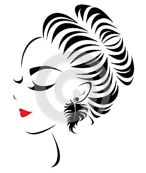 Women hair style icon, logo women face