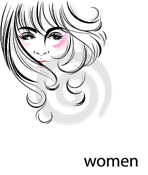 Women hair style icon, logo women on white background