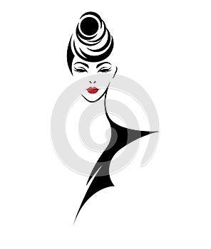 Women hair style icon, logo women on white background