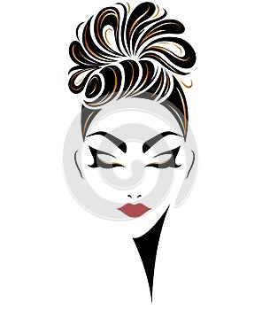Women hair style icon, logo women on white background