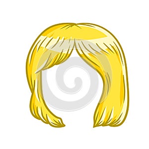Women hairstyle. Blonde Hair on the head. Sketch color cartoon illustration