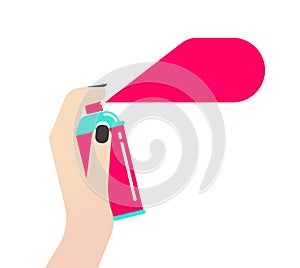 Women hand holding spray can vector