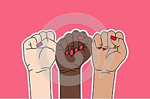 Women hands. Feminism hands. Girl power poster. Vector