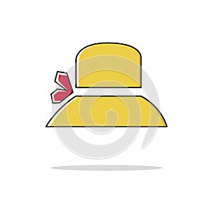 Women hat color thin line icon.Vector illustration