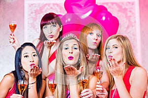 Women having bachelorette party in night club