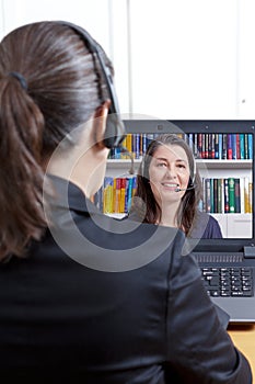 Women headsets online job interview