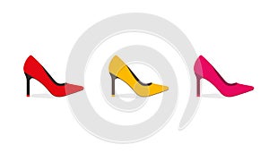 Women high heel shoes. Multicolor woman shoe vector illustration
