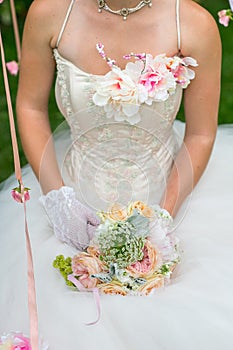 Women holding flowers and bouquet