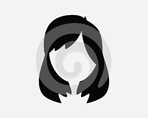 Women Icon Female Girl Lady Face Head Hair Hairstyle Blank Human Profile Silhouette Character Shape Sign Symbol EPS Vector