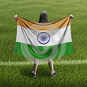 Women and Indian flag