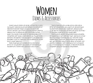 Women Items and Accessories Web Banner. Colourless