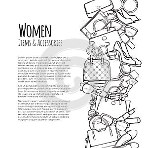 Women Items and Accessories Web Banner. Colourless photo