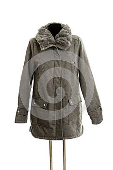 women jacket coat with fur isolated