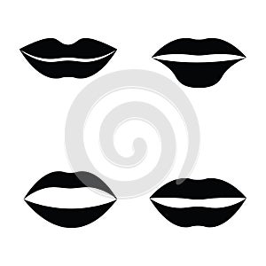 Women lips and mouth flat style icon set