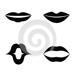 Women lips and mouth flat style icon set