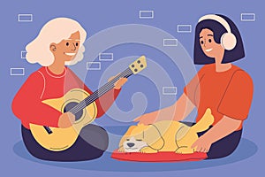 women listening music