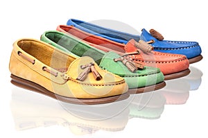Women loafers over white background photo