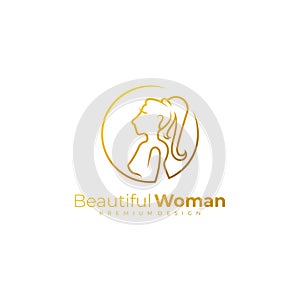 Women logo with line style design vector, salon logos