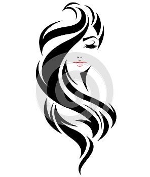 Mujer largo tiempo cabello estilo icono designación de la organización o institución mujer en blanco 