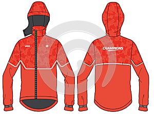 Women Long sleeve Anorak Hoodie jacket design template in vector, popover Hooded jacket with front and back view, windcheater photo