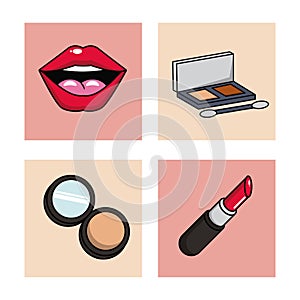 Women make up icons set