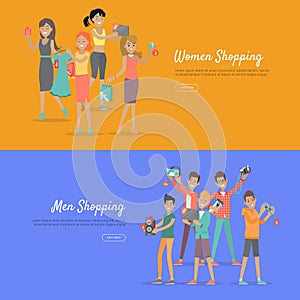 Women and Men Shopping Banners Accessoires on Sale