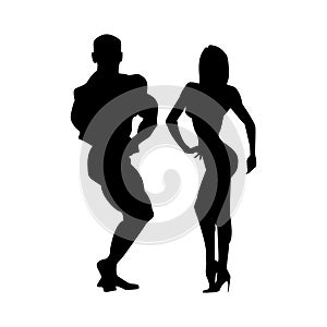 Women and men silhouettes of athletes. Two athletes together. photo