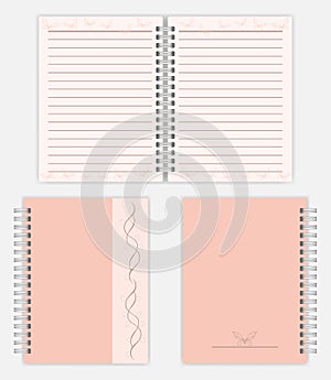 Women notebook mockup design - spread, front and back cover