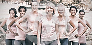 Women participating in breast cancer awareness
