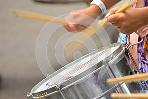 Women playing drums at the brazilian carnival photo