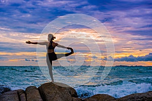 Women practicing yoga