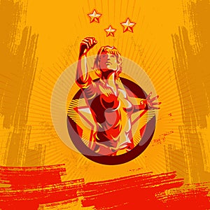 Women protest fist revolution poster design