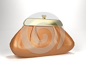 Women purse 3D illustration. brown leather purse 3D rendering
