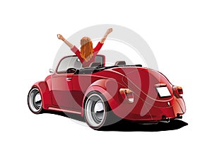 Women in a red convertible