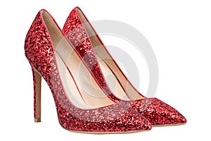 Women red shoes with glitter