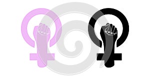 Women resist symbol. Feminism protest symbol . Black and white. Pink. Vector