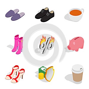 Women resolve icons set, isometric style