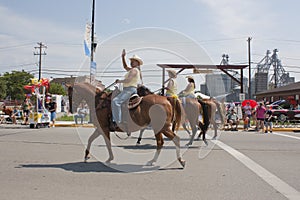 Women Riding Horses at Parade Close Up