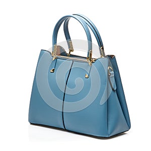 Women's blue bag isolated on white background
