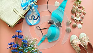 Women`s beach accessories  Summer sea holiday on  Jeans sunglass  white hand bag  Women  bikini beach fashion Accessories summer w