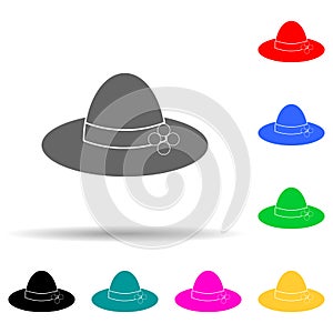 women\'s beach hat multi color style icon. Simple glyph, flat vector of summer pleasure icons for ui and ux, website or mobile