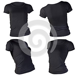 Women's blank black t-shirt template